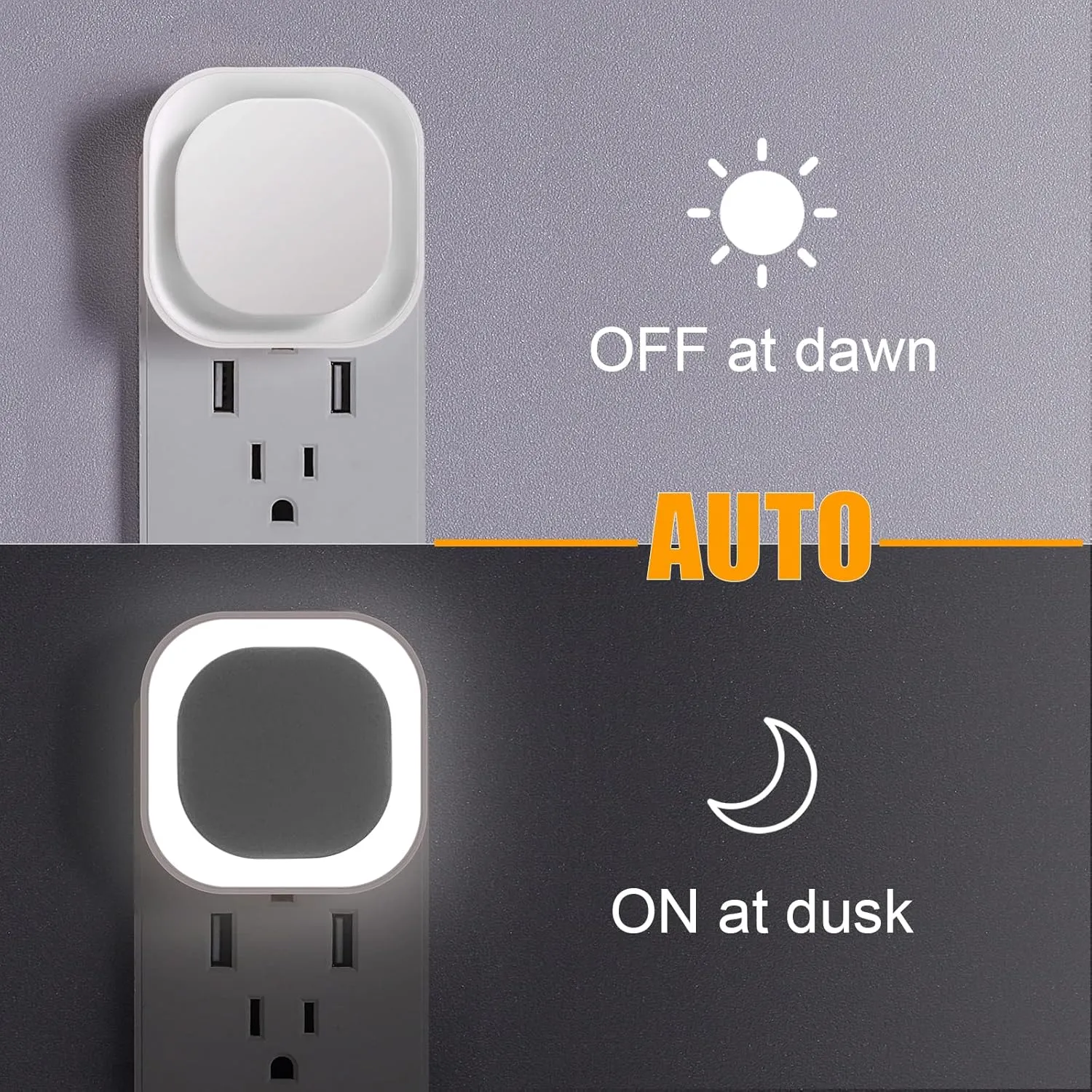 2 Pack Plug in Dimmable Night Light, Auto Dusk to Dawn Sensor, Bright LED Wall Night Light, Soft Glow, Daylight White Nightlight for Bathroom, Hallway, Stairs, Kitchen, Bedroom, Garage