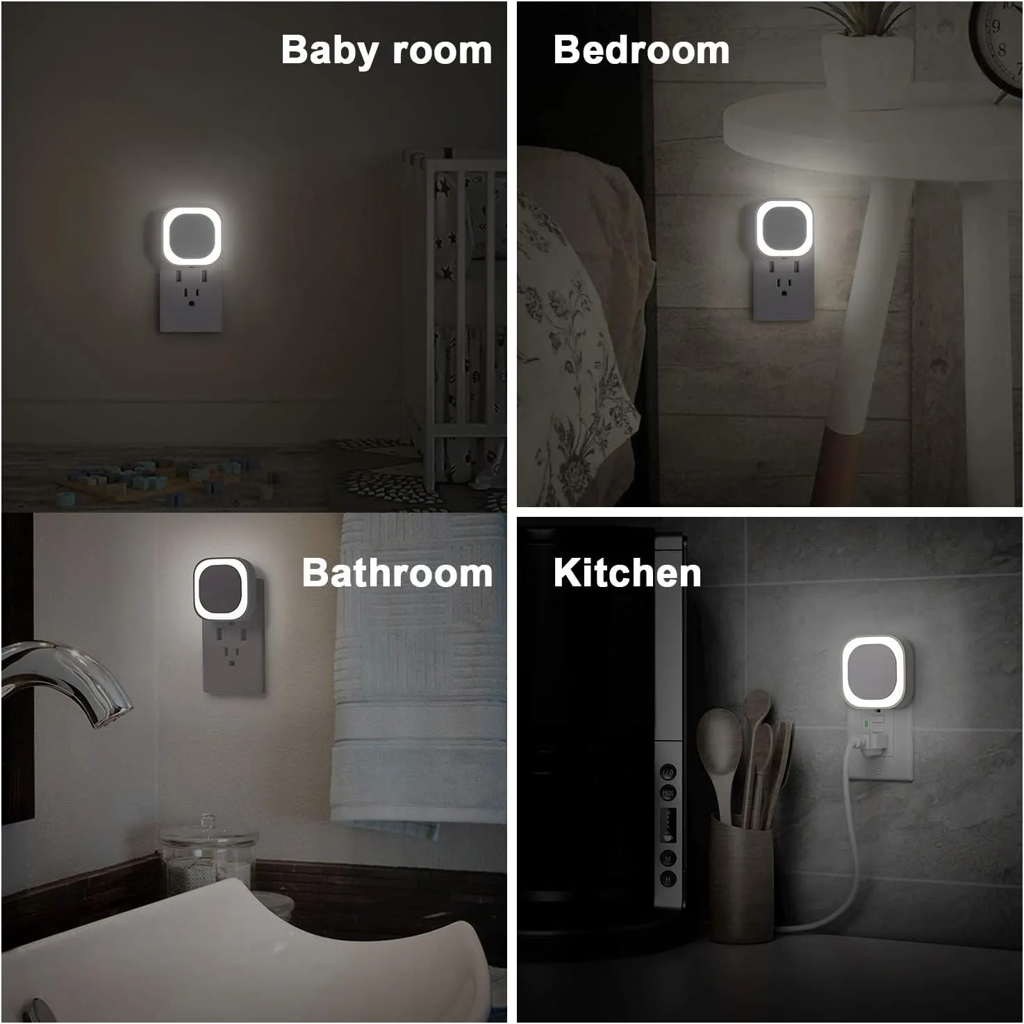2 Pack Plug in Dimmable Night Light, Auto Dusk to Dawn Sensor, Bright LED Wall Night Light, Soft Glow, Daylight White Nightlight for Bathroom, Hallway, Stairs, Kitchen, Bedroom, Garage