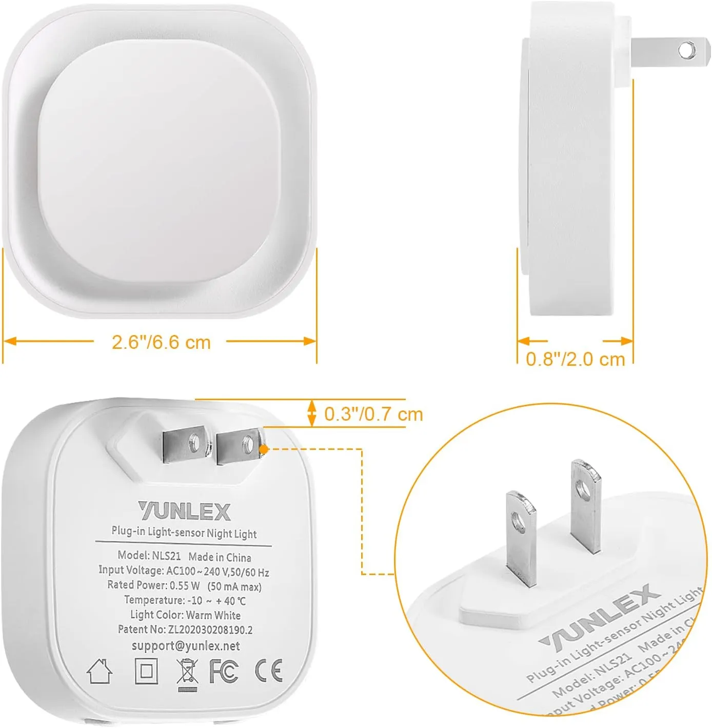 2 Pack Plug in Dimmable Night Light, Auto Dusk to Dawn Sensor, LED Night Light, Soft Glow, Azure Nightlight for Bathroom, Hallway, Stairs, Kitchen, Bedroom, Garage