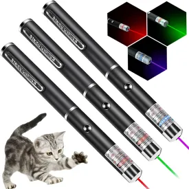 3 Pack Cat Laser Pointer Toy, Red Green Purple Cat Laser Pointer for Cats Dogs Indoor Chaser Cats Dog Pet Laser Toy Laser Light Pointer, Small Laser Pet Toy Geese Deterrent