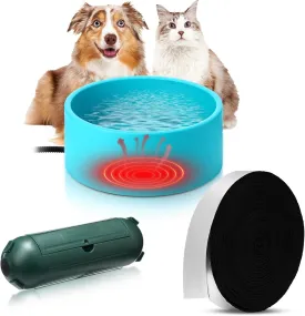 3 Piece Heated Cat's Bowl for Outdoors for Winter Heated Bird Bath with Insulation Tape and Extension Cord Safety Cover