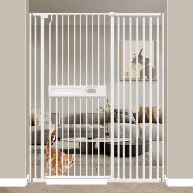 71" Extra Tall Pet Gate, 29.6"-45.3" Wide Baby Gate for Cats Dogs, No Climb No Drill Indoor Pet Barrier With Easy Open Handle for Stairs Walk Through, White