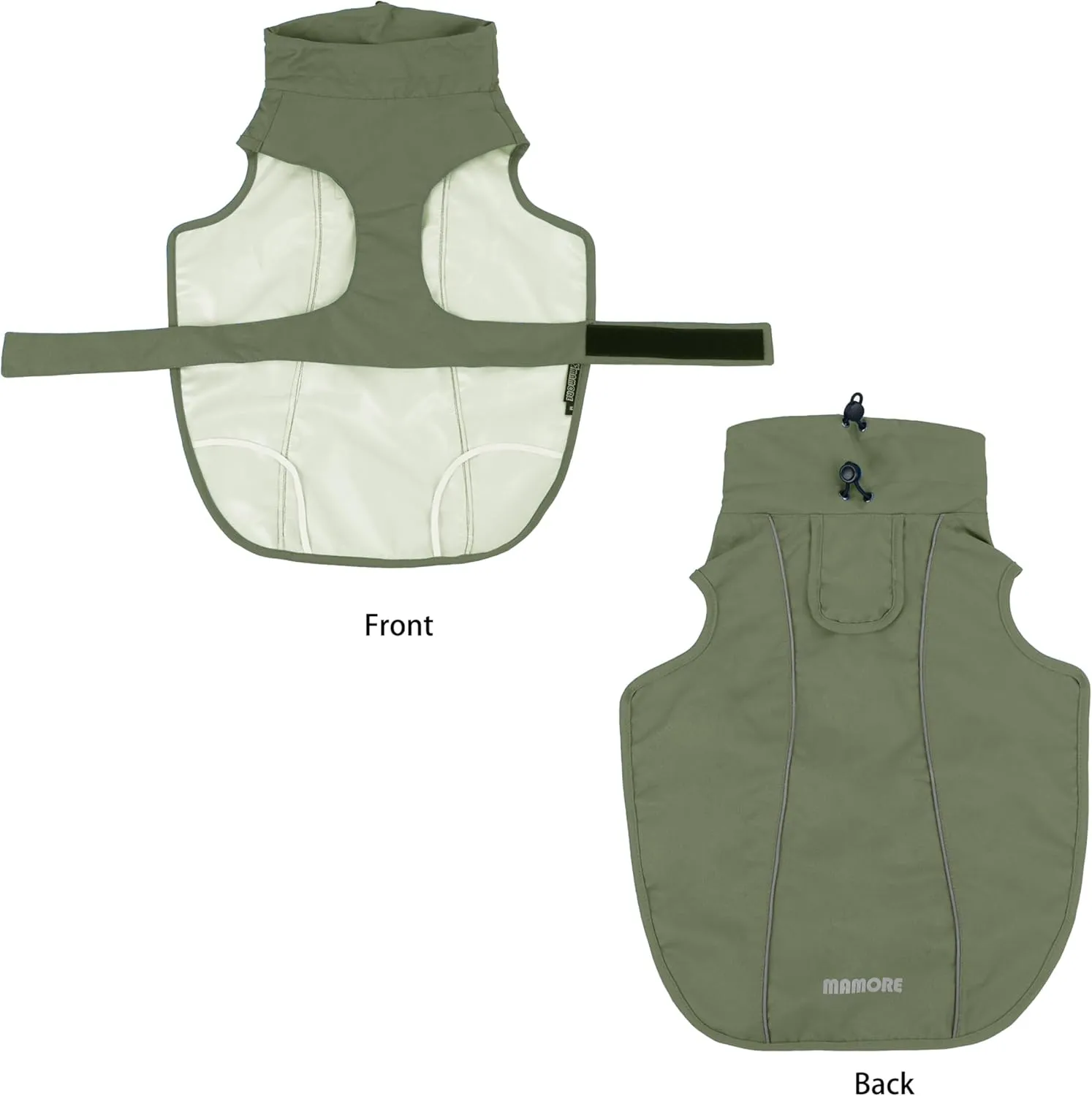 Adjustable Waterproof Dog Raincoat for Dogs,Lightweight Pet Rain Jacket Puppy Clothes with Reflective Strip for Small Medium Large Dogs (Army Green, Medium)