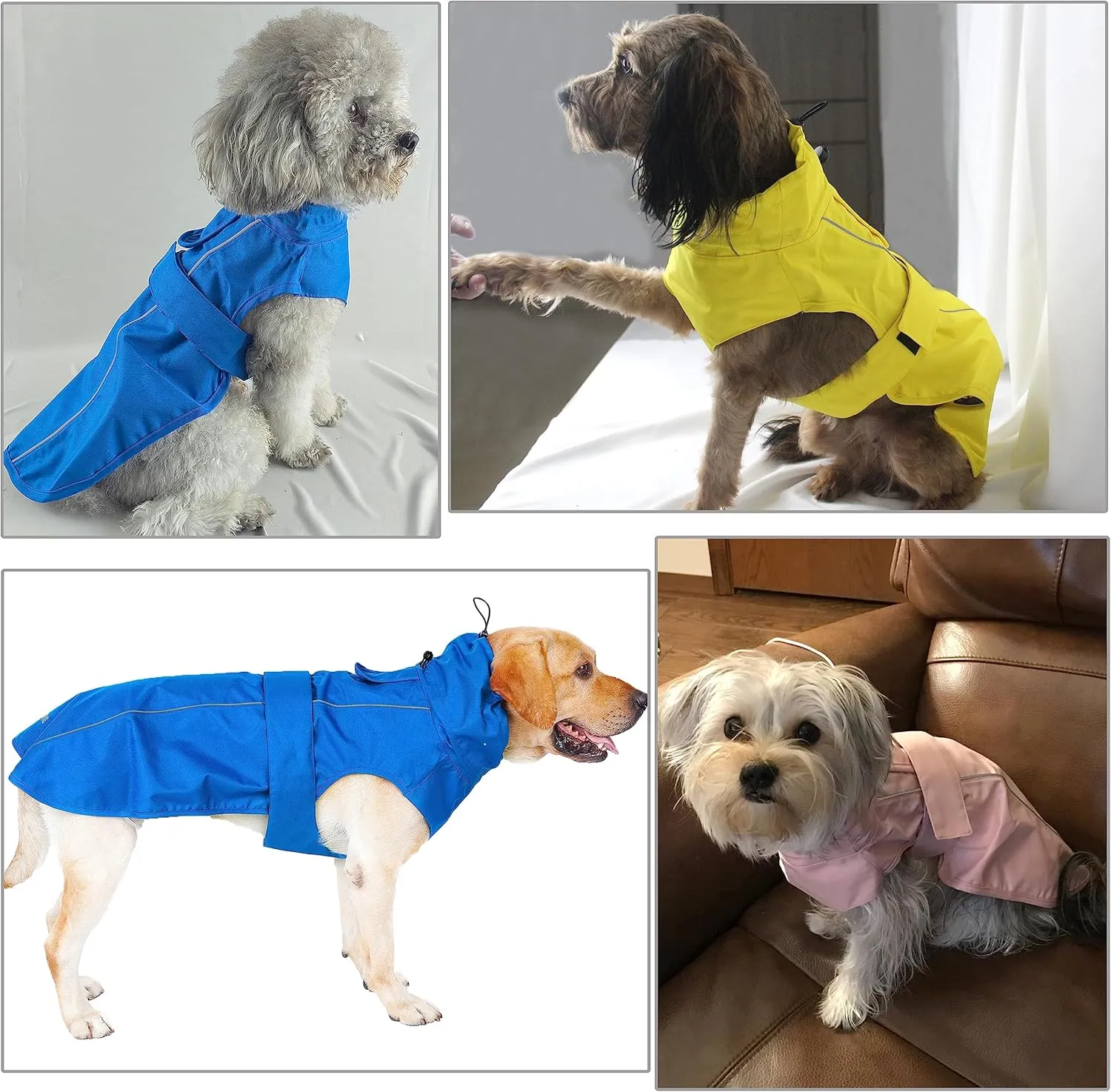 Adjustable Waterproof Dog Raincoat for Dogs,Lightweight Pet Rain Jacket Puppy Clothes with Reflective Strip for Small Medium Large Dogs (Army Green, Medium)