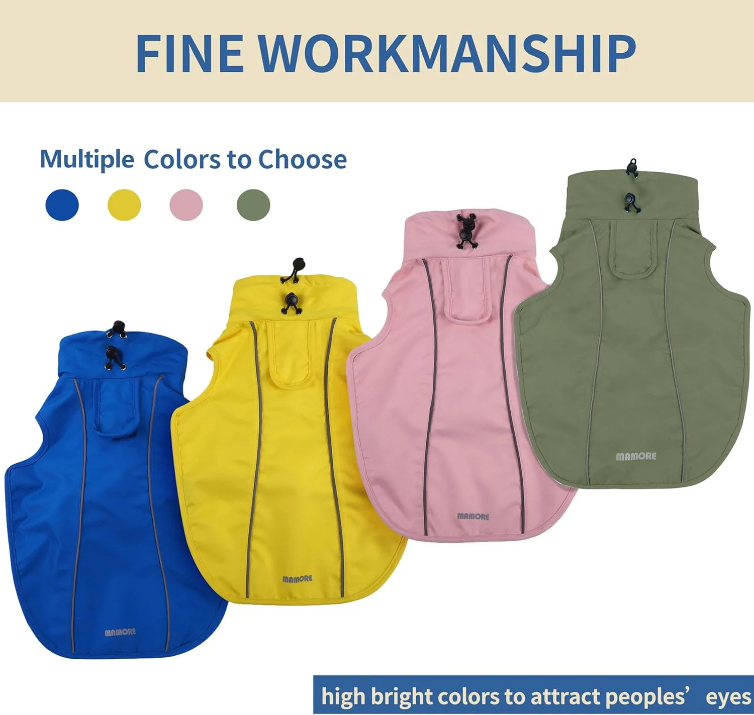 Adjustable Waterproof Dog Raincoat for Dogs,Lightweight Pet Rain Jacket Puppy Clothes with Reflective Strip for Small Medium Large Dogs (Army Green, Medium)