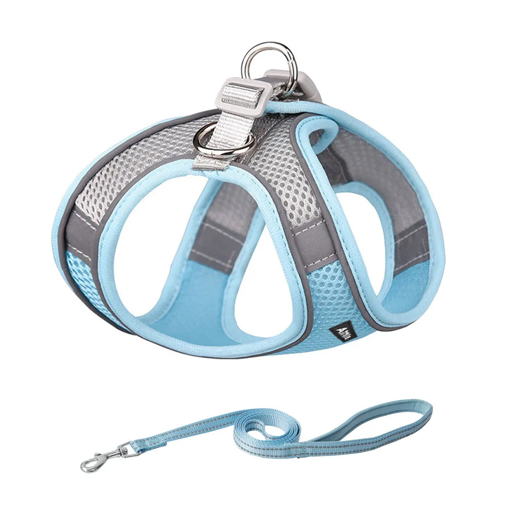 Aiitle Soft Adjustable Mesh Dog Harness Leash Set Turquoise