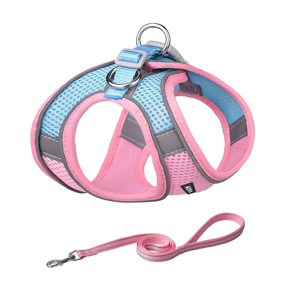 Aiitle Soft Adjustable Mesh Dog Harness Leash Set Turquoise