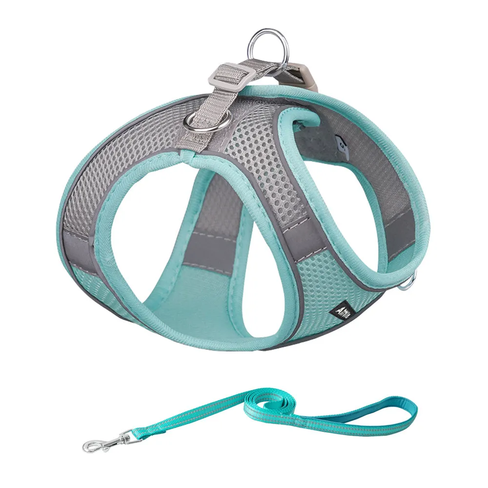 Aiitle Soft Adjustable Mesh Dog Harness Leash Set Turquoise