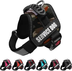 ALBCORP Reflective Service Dog Vest Harness  No-Pull Harness with Handle & Comfy Mesh Padding  Available in Sizes XXS-XL with 2 Removable Hook & Loop Service Dog Patches, Small, Green Camo