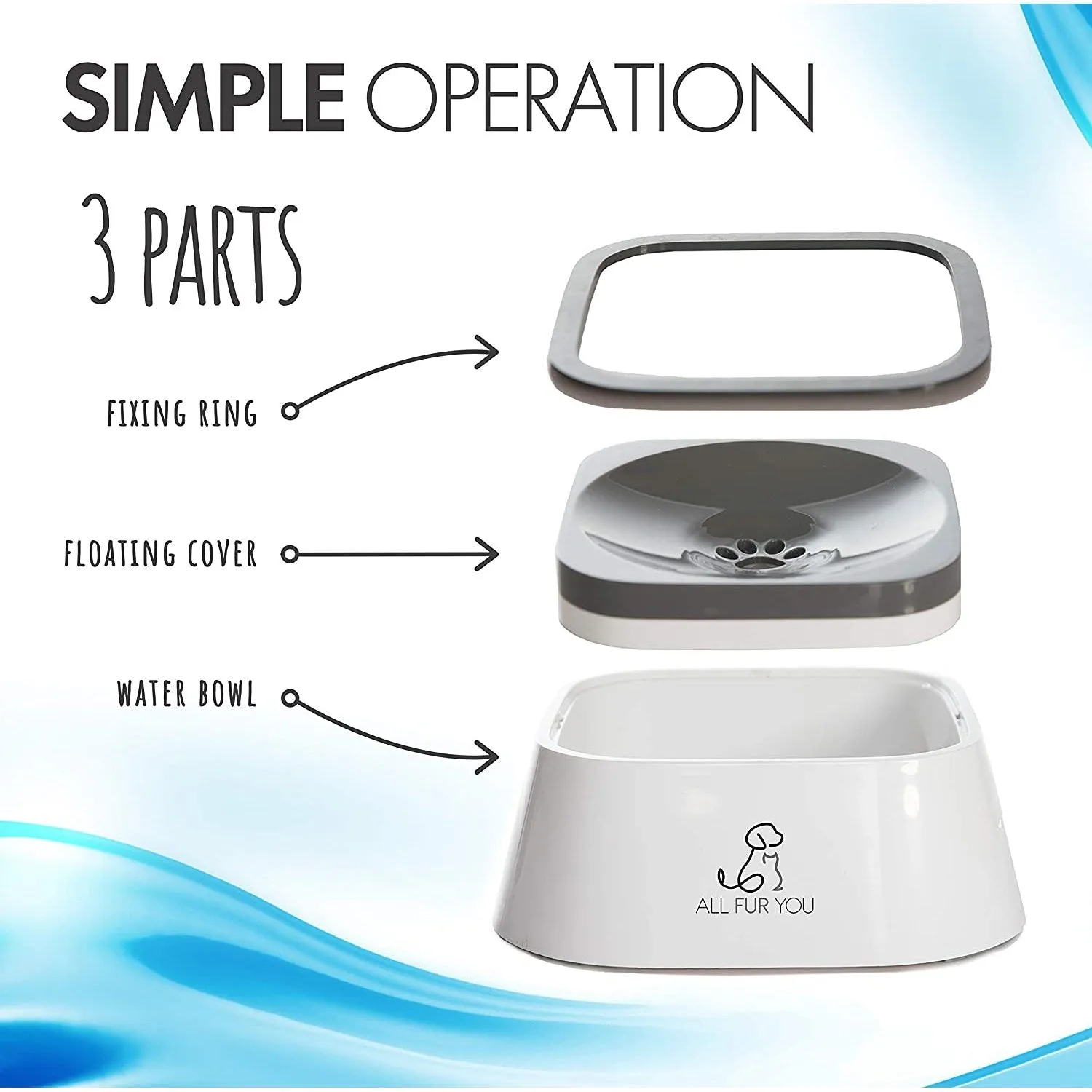 All Fur You Anti-Splash Dog Water Bowl 2L^^^