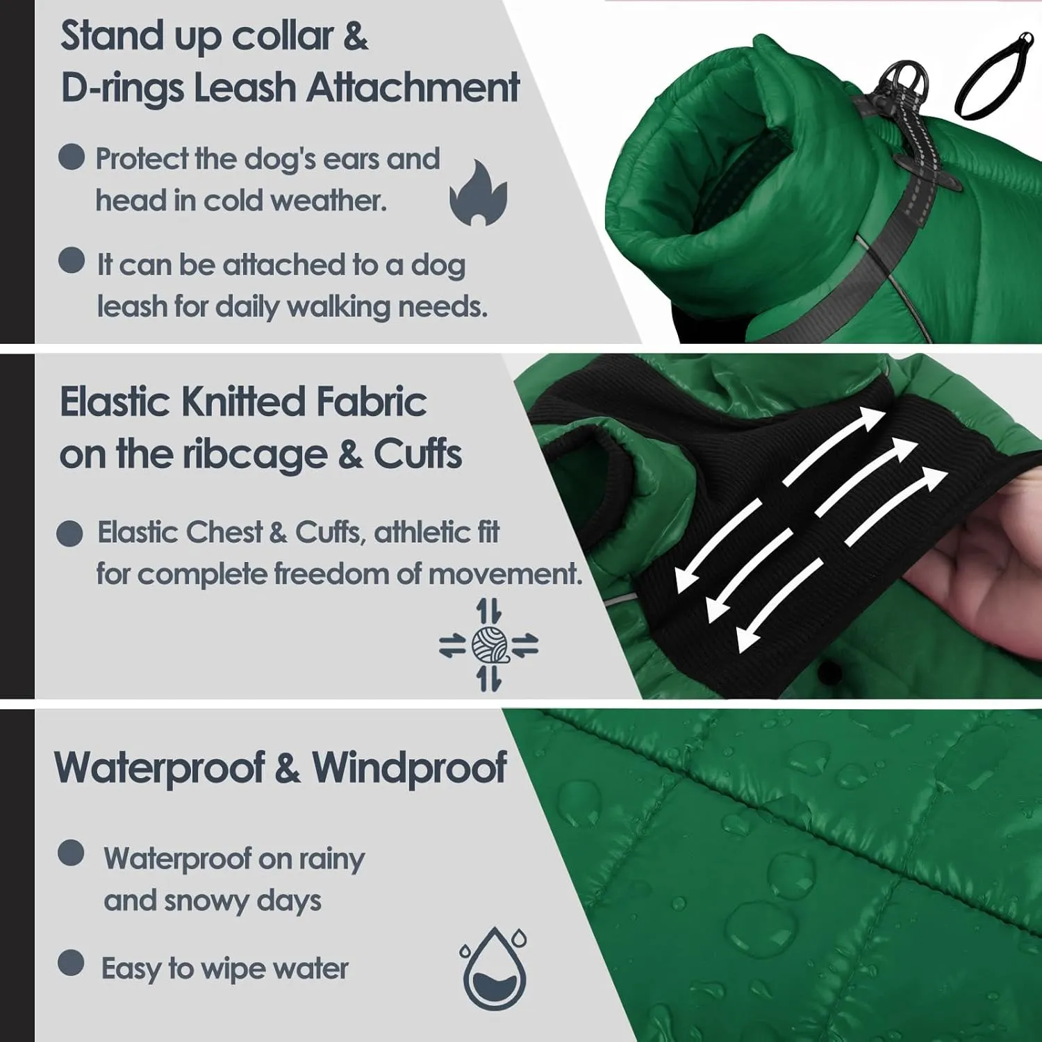 AOFITEE Waterproof Coat for Winter, Warm Fullbody Snowsuit, Zip Up Fleece Vest, Cold Weather Jacket With Reflective Stripes, Outdoor Windproof Apparel for Small Dogs, XL