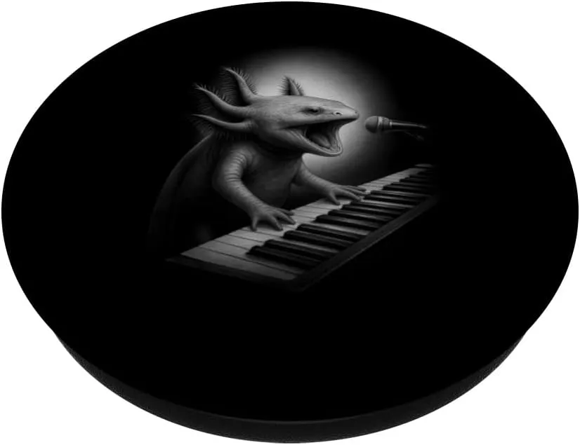 Axolotl Playing Keyboard Piano Player Pet Lover PopSockets Adhesive PopGrip