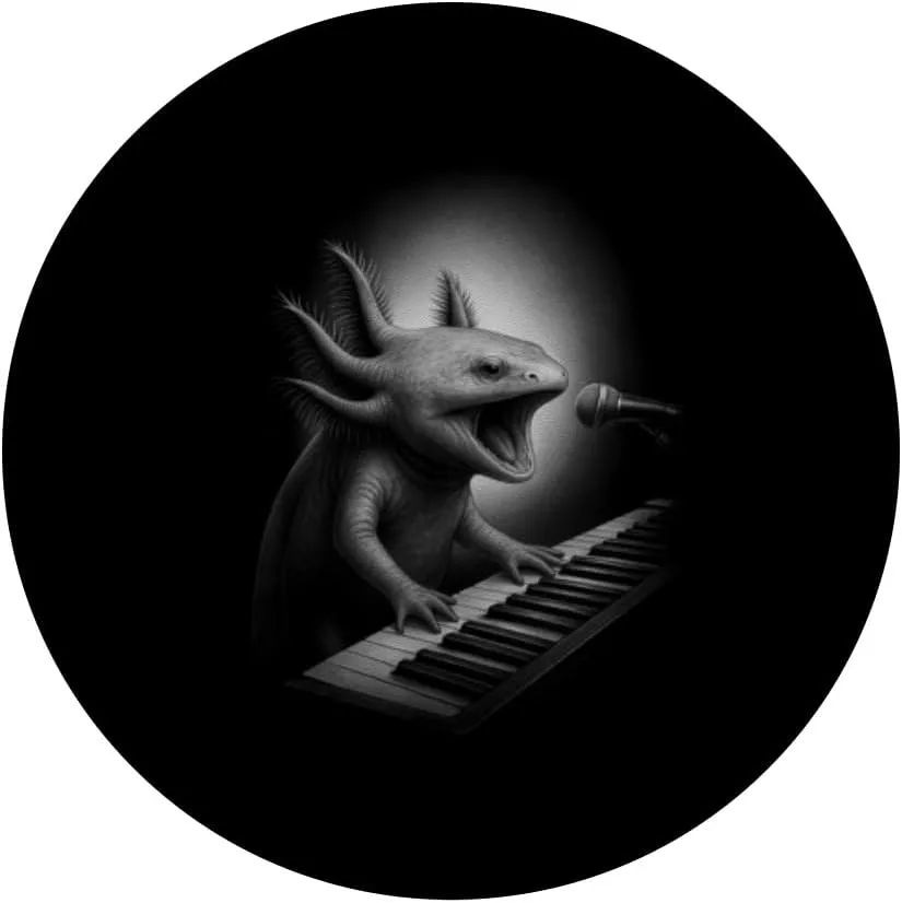 Axolotl Playing Keyboard Piano Player Pet Lover PopSockets Adhesive PopGrip