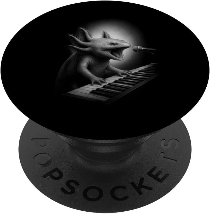 Axolotl Playing Keyboard Piano Player Pet Lover PopSockets Adhesive PopGrip