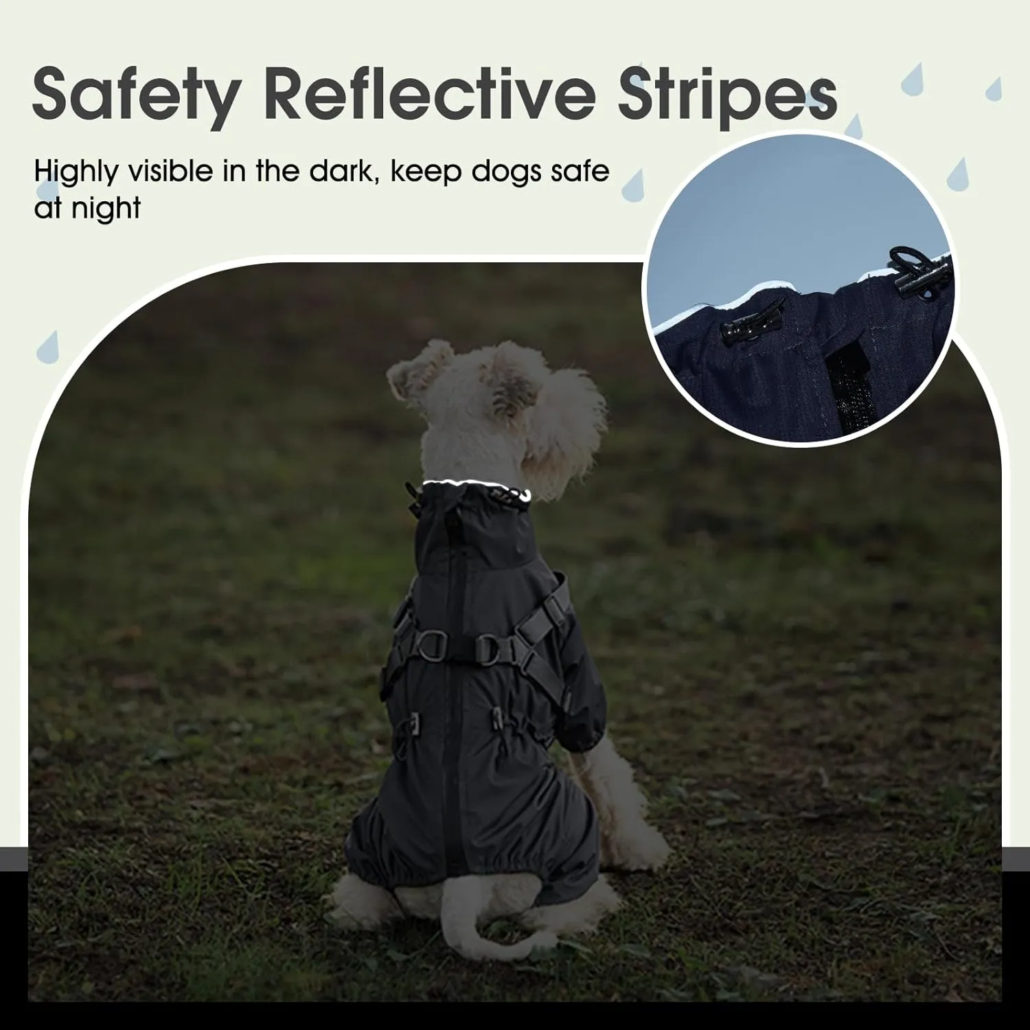 BRKURLEG Dog Raincoat with Harness for Small Dogs, Adjustable Waterproof Dog Rain Jacket, Reflective Rainproof Puppy 4 Legs Raincoat, Full Body Pet Rain Jacket, Dark Grey, S