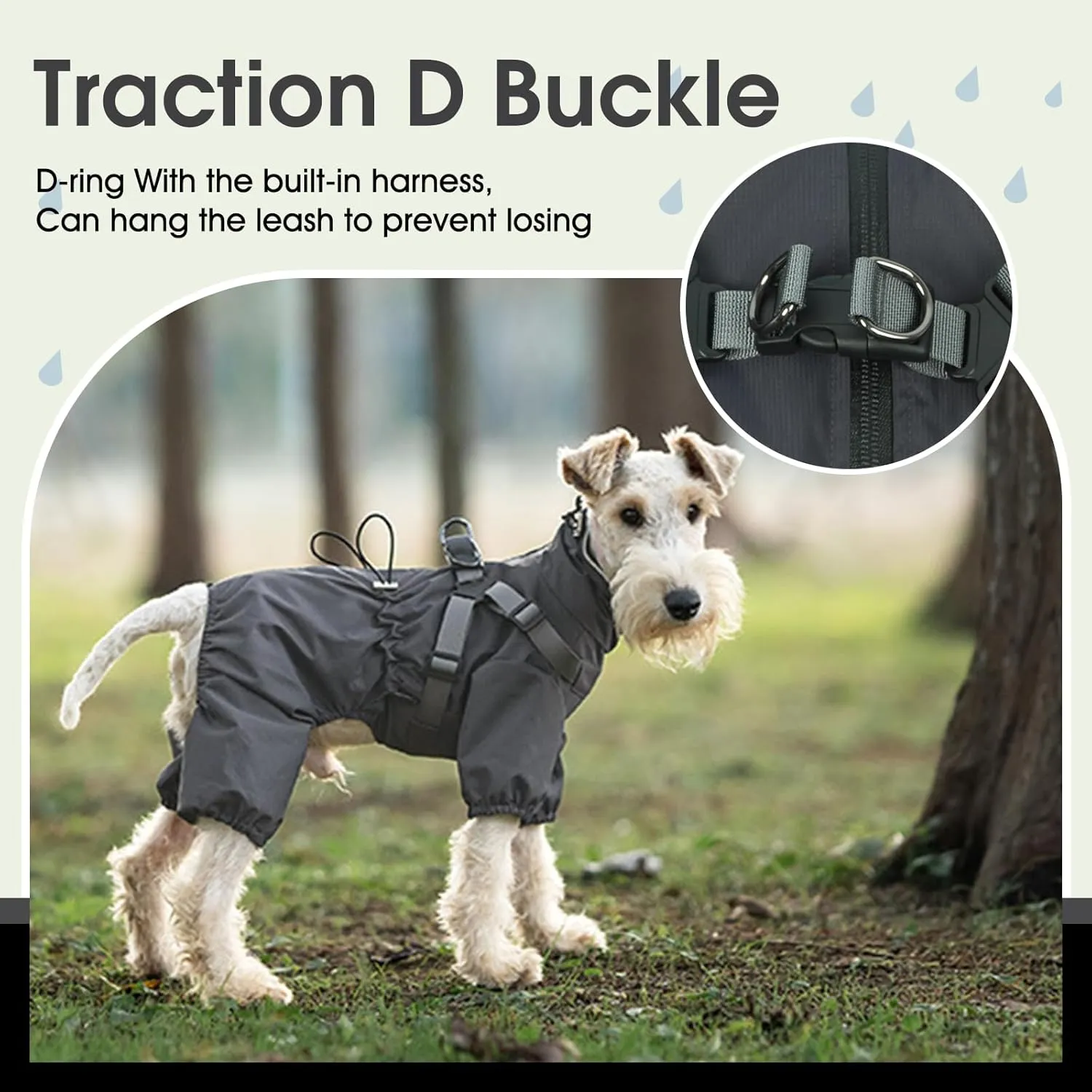 BRKURLEG Dog Raincoat with Harness for Small Dogs, Adjustable Waterproof Dog Rain Jacket, Reflective Rainproof Puppy 4 Legs Raincoat, Full Body Pet Rain Jacket, Dark Grey, S