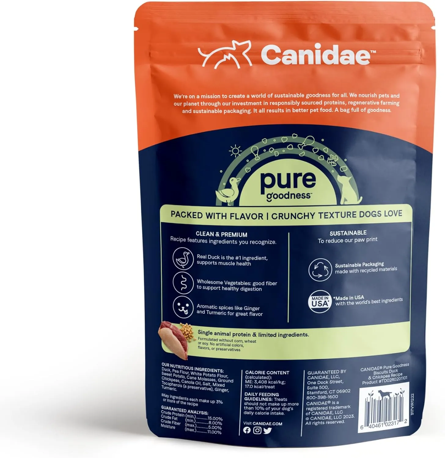 Canidae Pure Dog Treat Biscuits with Duck & Chickpeas, 11 oz, Grain Free