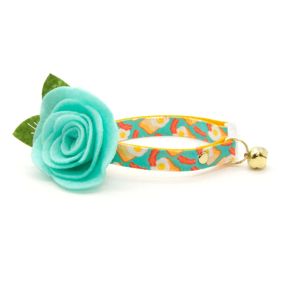 Cat Collar - "Breakfast Club" - Bacon, Eggs & Toast Cat Collar / Food Themed / Breakaway Buckle or Non-Breakaway / Cat, Kitten   Small Dog Sizes