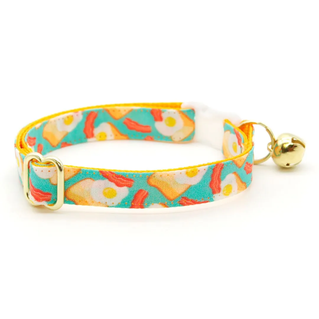 Cat Collar - "Breakfast Club" - Bacon, Eggs & Toast Cat Collar / Food Themed / Breakaway Buckle or Non-Breakaway / Cat, Kitten   Small Dog Sizes