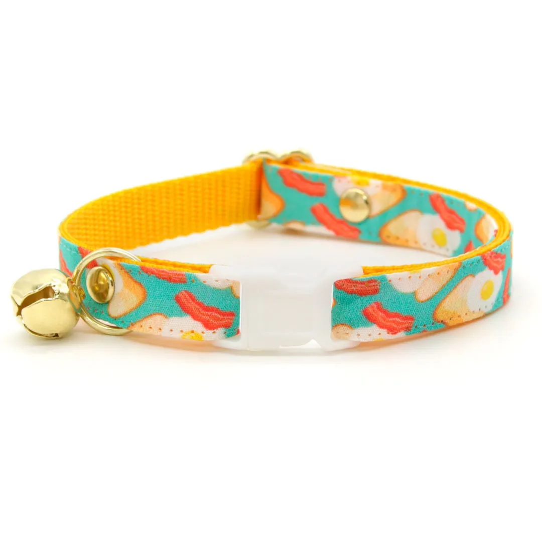 Cat Collar - "Breakfast Club" - Bacon, Eggs & Toast Cat Collar / Food Themed / Breakaway Buckle or Non-Breakaway / Cat, Kitten   Small Dog Sizes