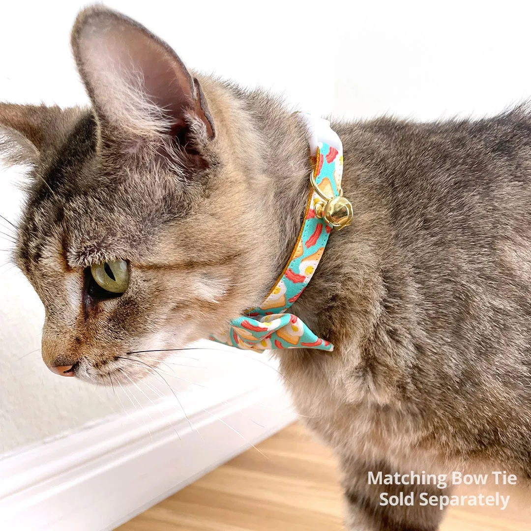 Cat Collar - "Breakfast Club" - Bacon, Eggs & Toast Cat Collar / Food Themed / Breakaway Buckle or Non-Breakaway / Cat, Kitten   Small Dog Sizes