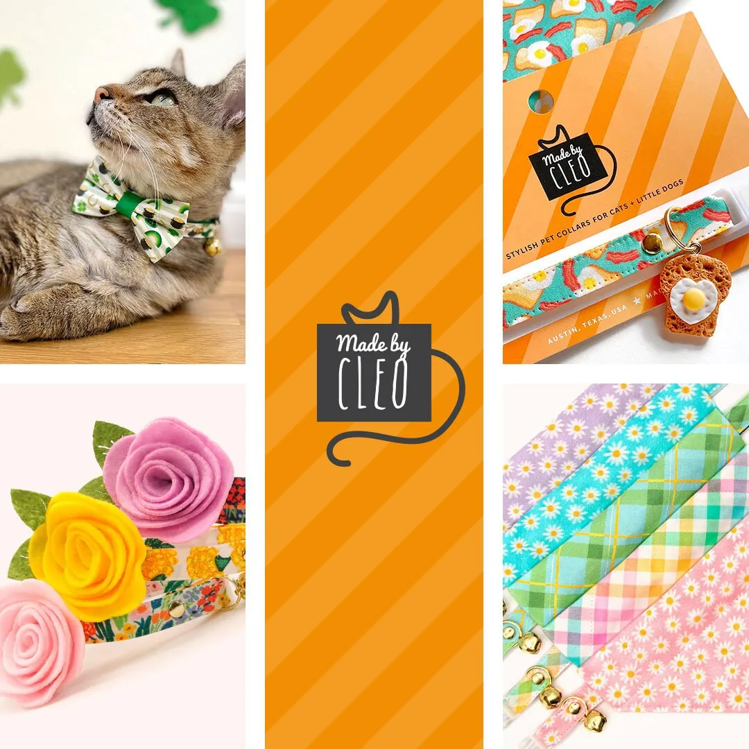 Cat Collar - "Breakfast Club" - Bacon, Eggs & Toast Cat Collar / Food Themed / Breakaway Buckle or Non-Breakaway / Cat, Kitten   Small Dog Sizes