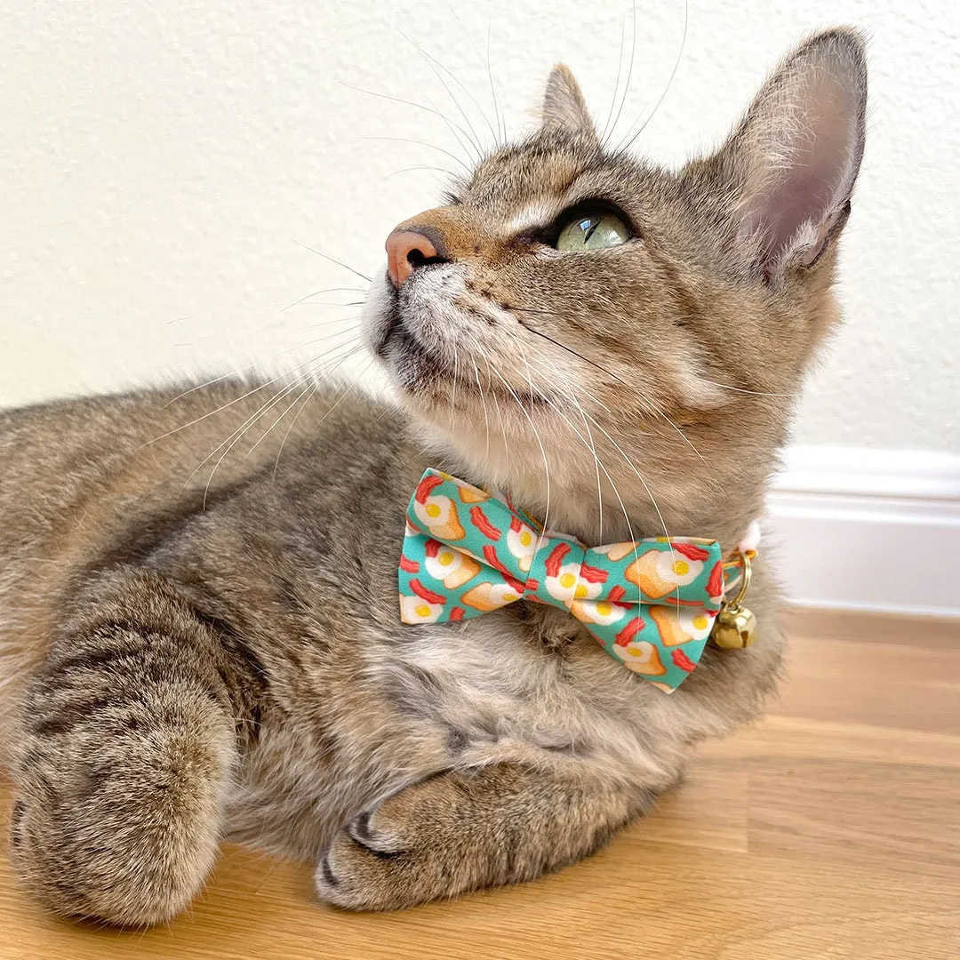 Cat Collar - "Breakfast Club" - Bacon, Eggs & Toast Cat Collar / Food Themed / Breakaway Buckle or Non-Breakaway / Cat, Kitten   Small Dog Sizes