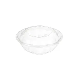 CCF 24OZ PET Plastic Rose Salad Bowl & Lids - 150 Sets/Case