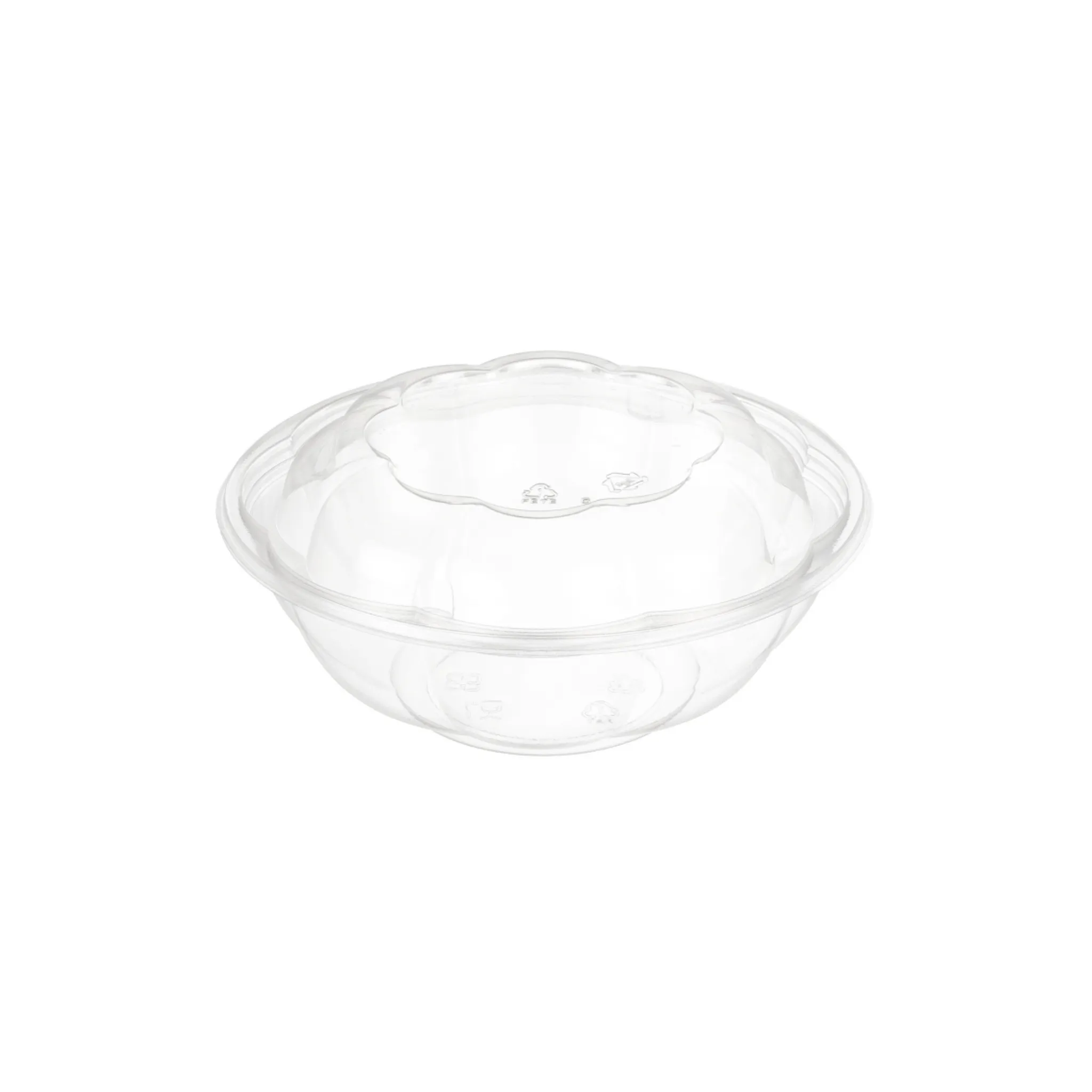 CCF 24OZ PET Plastic Rose Salad Bowl & Lids - 150 Sets/Case