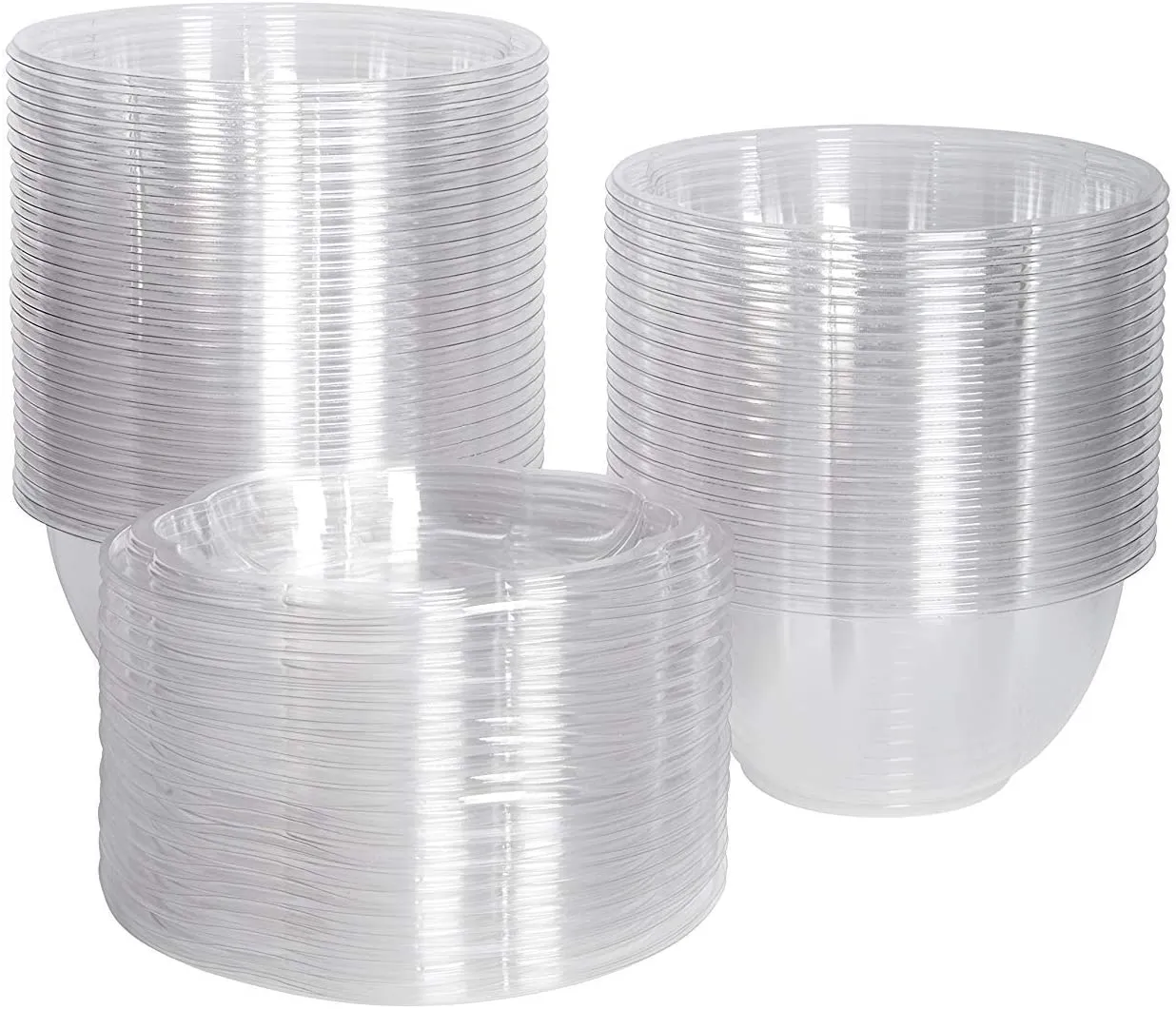 CCF 24OZ PET Plastic Rose Salad Bowl & Lids - 150 Sets/Case