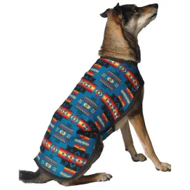 Chilly Dog Turquoise Southwest Blanket Coat For Dogs Medium
