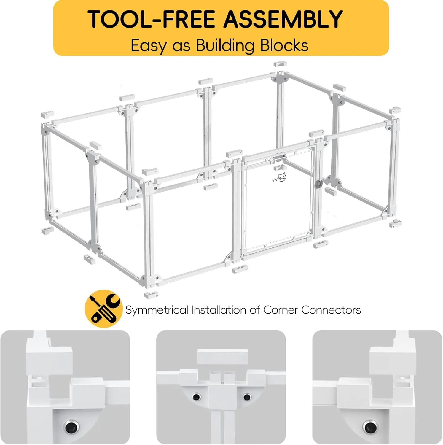Clear Acrylic Metal Dog Playpen Indoor, Easy Assemble Transparent Puppy Playpen, Expandable & Durable Dog Fence for Puppies and Small Dogs (23.6" H, 10PCS)