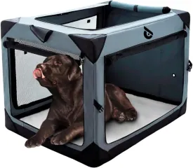 Collapsible Dog Crate - Outdoor Kennel Indoor - Foldable Dog Carrier - Portable with Mesh Windows - for Medium Dogs - Large
