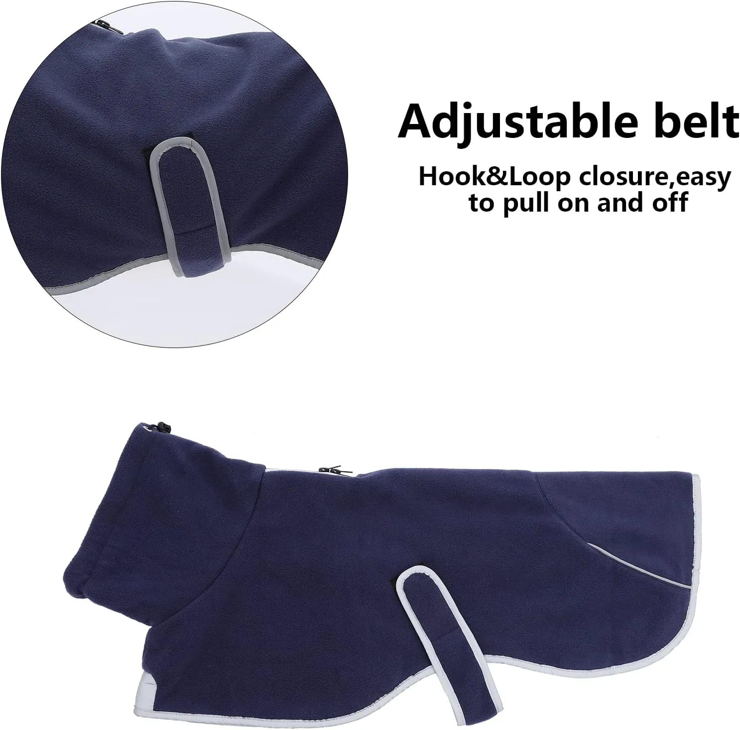 Dachshund Fleece Coats, Perfect for Dachshunds Sausage Weiner Puppy Winter Jacket with Reflective Trim and high Collar, Dog Snowsuit with Adjustable Bands - Navy - M