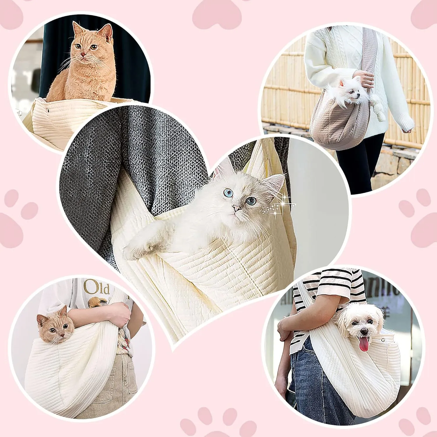 Dog Carrier Sling Cat Sling Purse Adjustable Strap Hand Free Pet Puppy for Outdoor Traveling Subway for Chest Dog Bag Holder