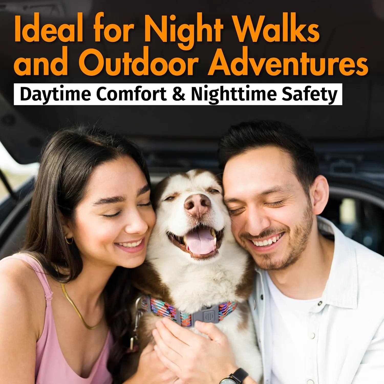 Dog Collar, Orange Reflective Nylon Collar with Safety Lock, Adjustable Neck 9-14, Soft and Durable for Small Dogs