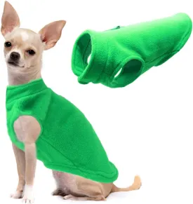 Dog Fleece Vest Soft Winter Jacket Sweater with D-Ring Leash Cold Weather Coat Hoodie for Small Medium Large Dogs Dark Green Small