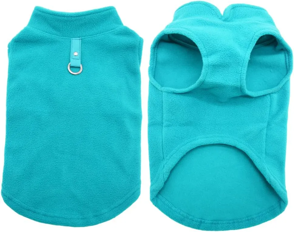 Dog Fleece Vest Soft Winter Jacket Sweater with D-Ring Leash Cold Weather Coat Hoodie for Small Medium Large Dogs Green Small