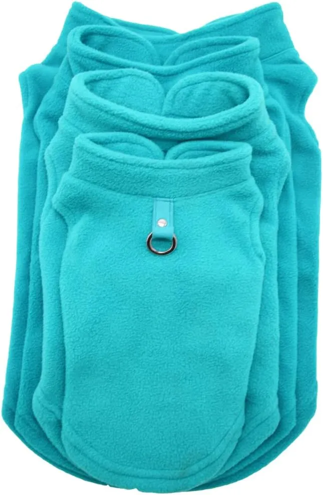 Dog Fleece Vest Soft Winter Jacket Sweater with D-Ring Leash Cold Weather Coat Hoodie for Small Medium Large Dogs Green Small