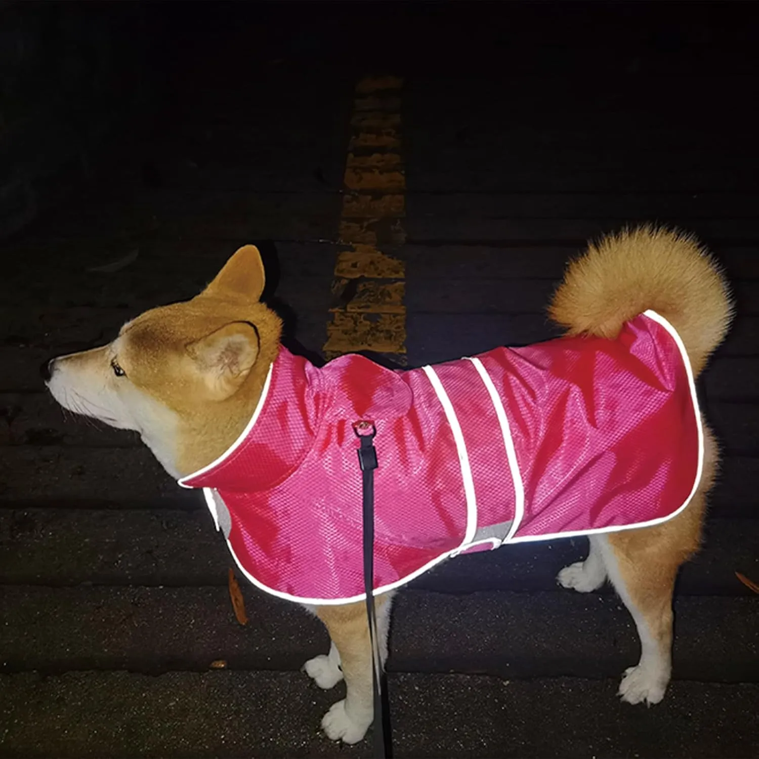 Dog Raincoat| Waterproof Adjustable & Lightweight Dog Jacket with Reflective Strips| Easy Step-in Closure for All-Weather| Fits Small Medium Large Dogs(Rose Red,Large)