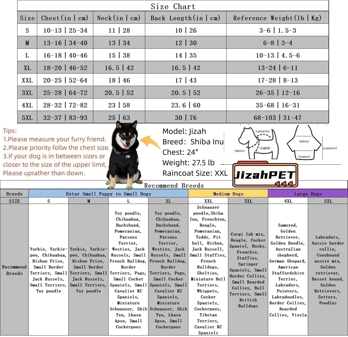 Dog Raincoat, Waterproof and Windproof Portable Pet Rain Jacket with Hood, Dog Face Raincoat for Small, Medium and Large Dogs (Black, Small)