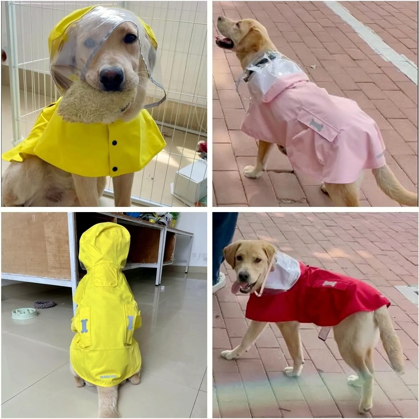 Dog Raincoat,Waterproof Rain Poncho with Hoodie, High Reflective Adjustable Pet Rain Jacket with Leash Hole for Small Medium and Large Dogs (Yellow, Small)