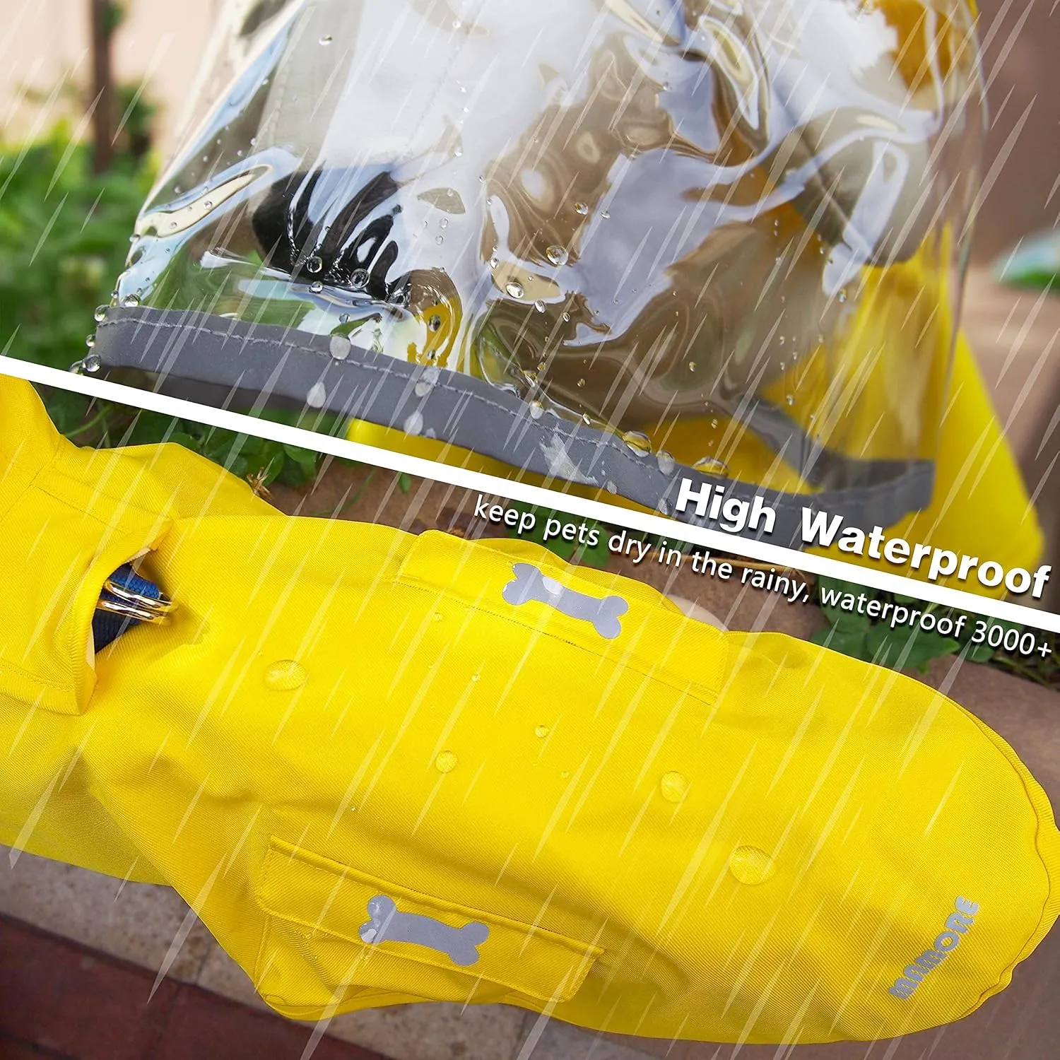 Dog Raincoat,Waterproof Rain Poncho with Hoodie, High Reflective Adjustable Pet Rain Jacket with Leash Hole for Small Medium and Large Dogs (Yellow, Small)