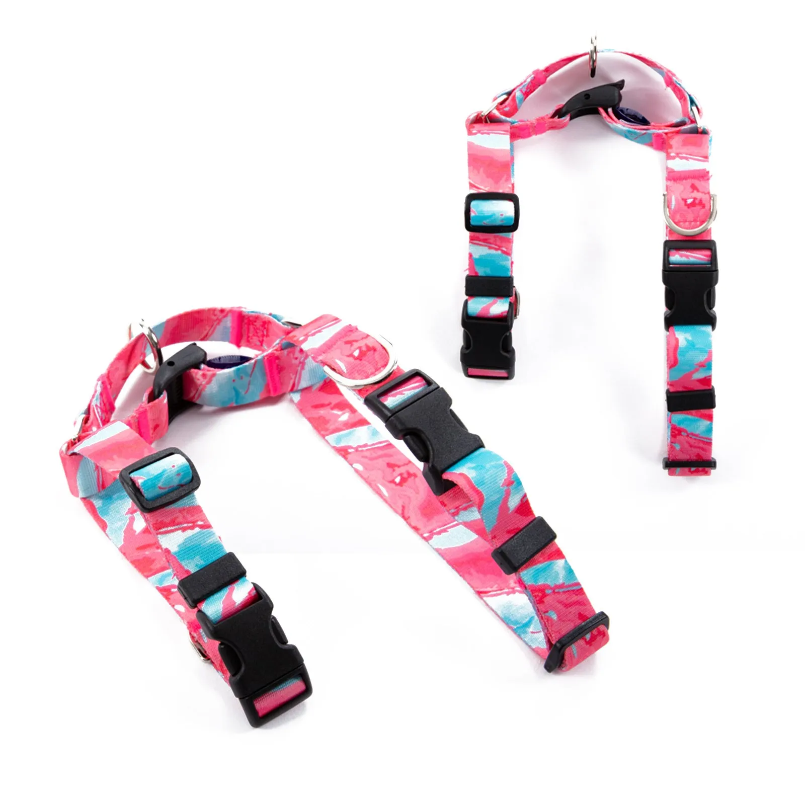 Double-Lined Dog Harness No Pull, Adjustable L, Marble Pink