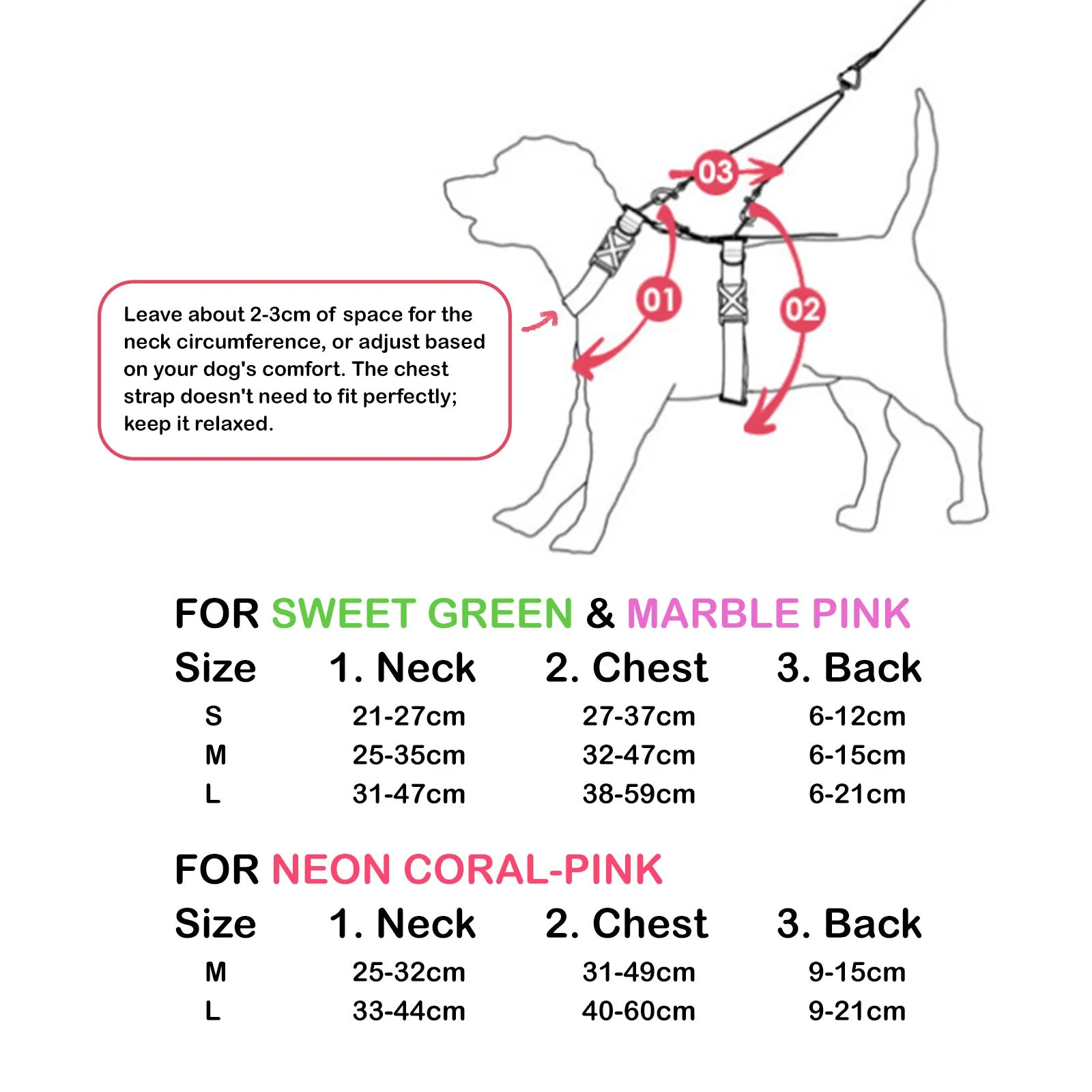 Double-Lined Dog Harness No Pull, Adjustable L, Marble Pink