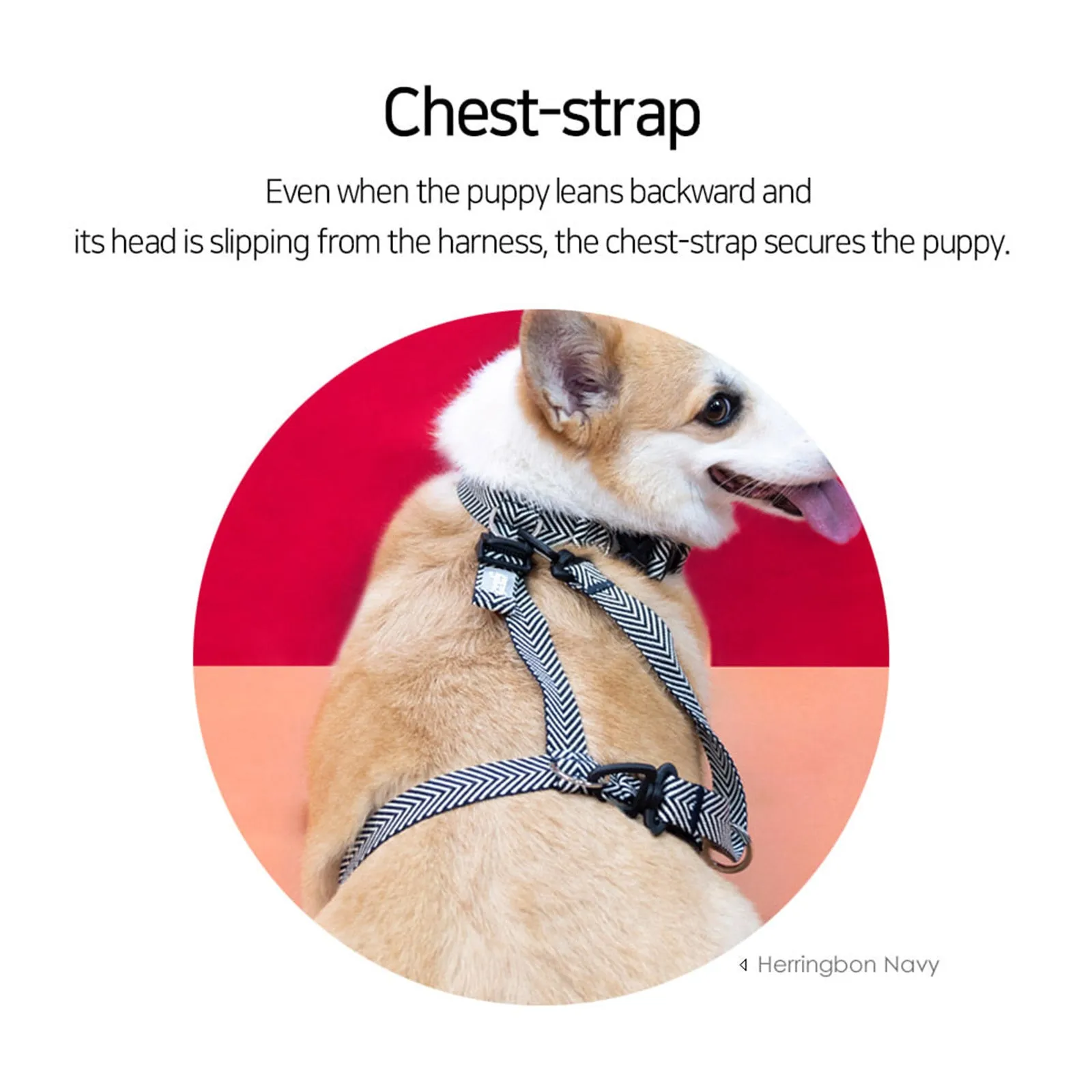 Double-Lined Dog Harness No Pull, Adjustable L, Marble Pink