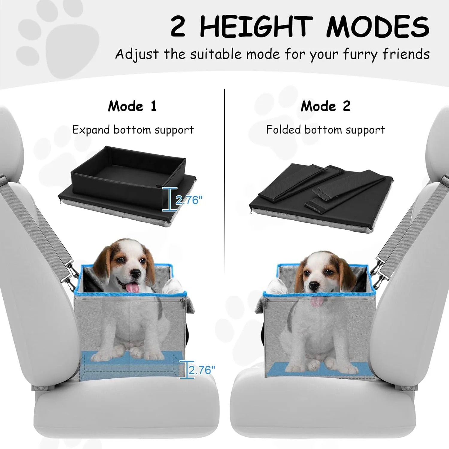 Elevated Dog Car Seat for Medium Dogs, Small Center Console Seats, Puppy Dog Booster Seats with Clip On Leash for Small Pet,Detachable Travel Pet Car Seats with Memory Foam, Blue