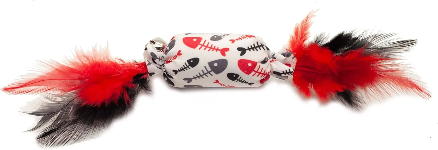 Fashion's Talk 10PCS Assorted Candy-Shaped Catnip Cat Toy with Feathers and Bell for Indoor Cats,Kitten.Natural Catnip Filling and Crinkle Sound for Endless Fun