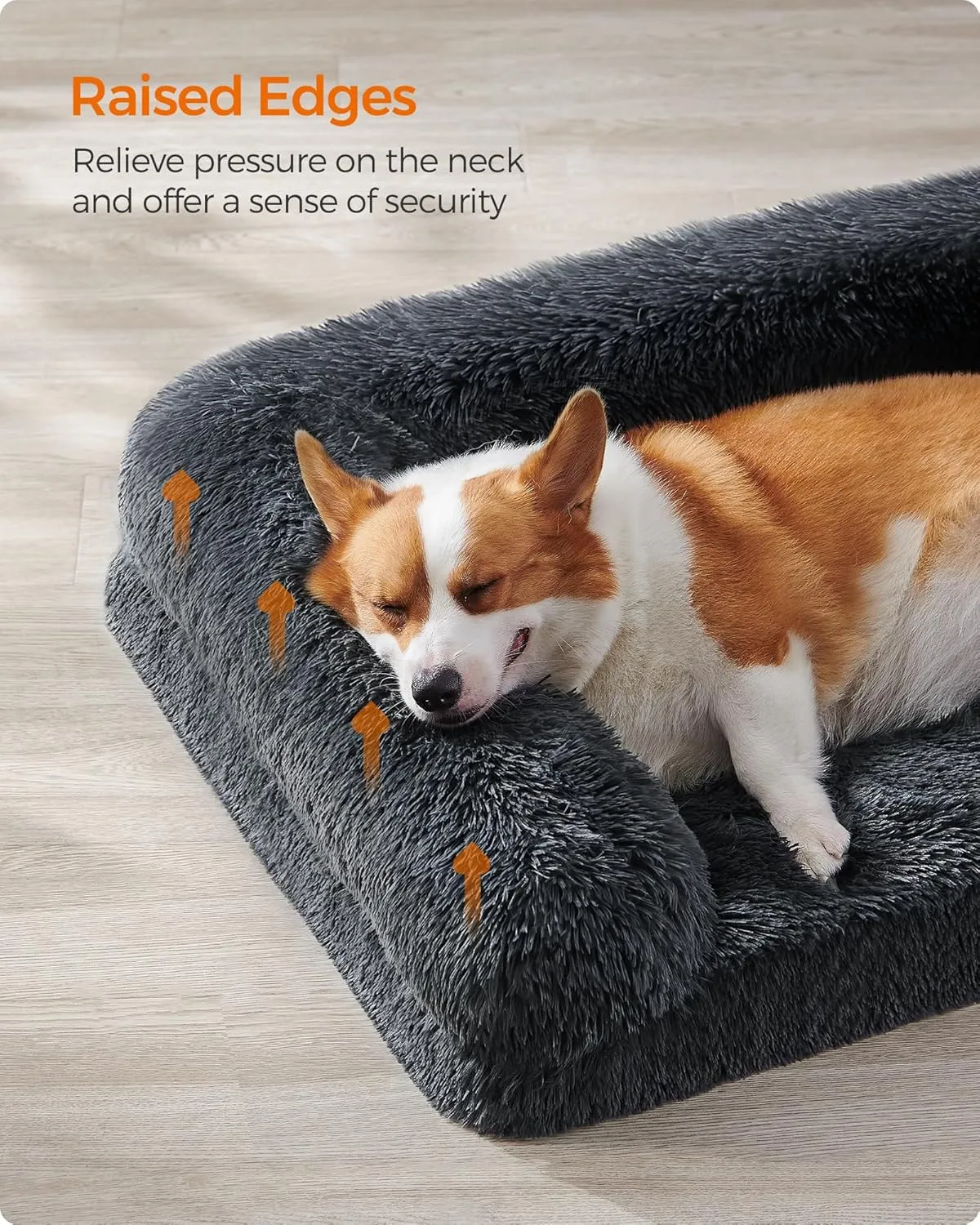 Feandrea Orthopaedic Dog Sofa for Medium Dogs, Waterproof Ped Bed with Removable Washable Cover, 30 x 23 x 9 Inches, Dark Gray UPGW231G02