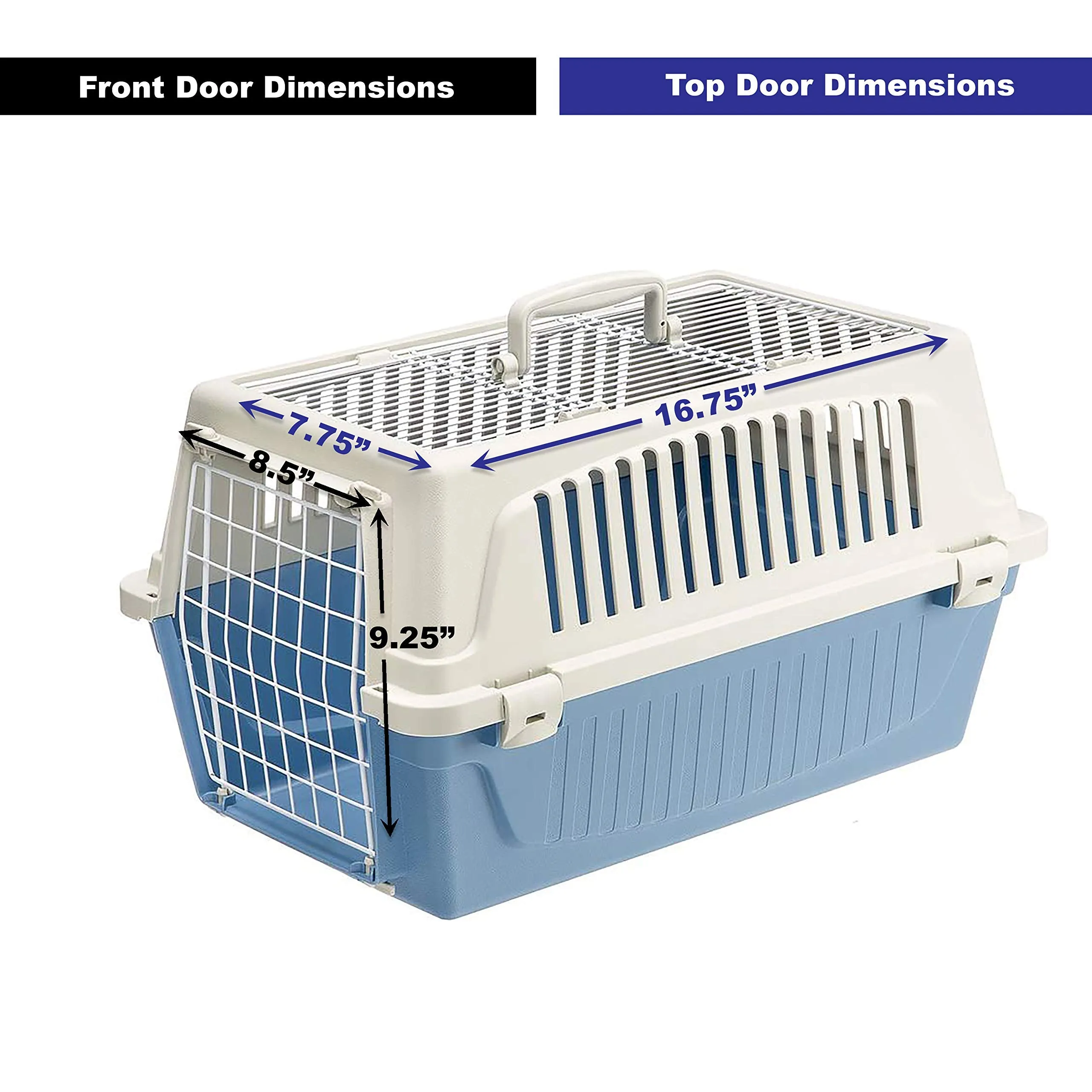 Ferplast Atlas Top Loading Door Travel Pet Kennel Carrier - Blue - 19" Inches